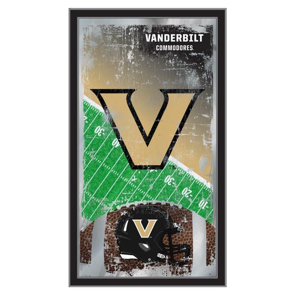 Vanderbilt University 15" x 26" Football Wall Mirror - Black Wood Frame - Officially Licensed 