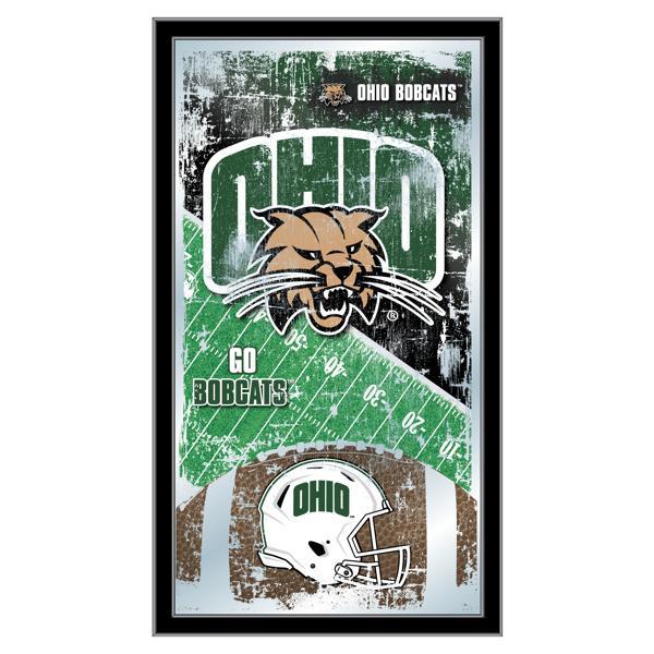 Ohio University 15" x 26" Football Wall Mirror - Black Wood Frame - Officially Licensed 