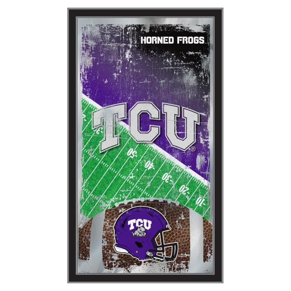 Texas Christian University 15" x 26" Football Wall Mirror - Black Wood Frame - Officially Licensed 