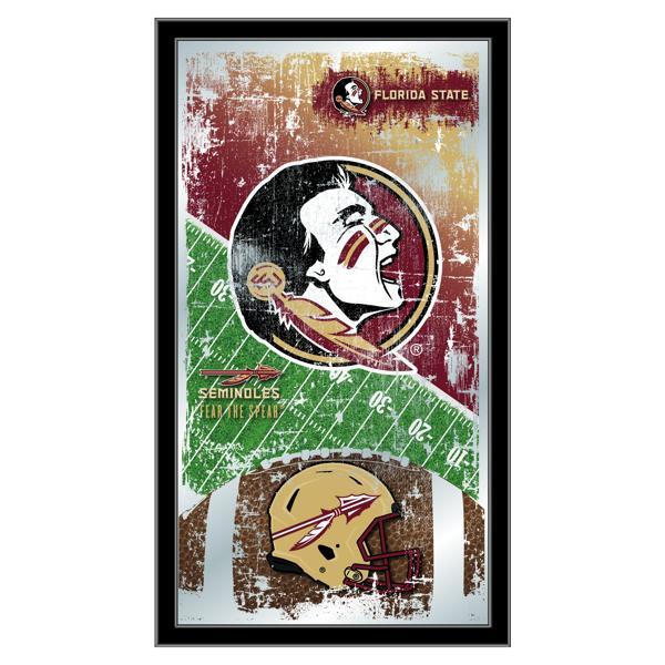 Florida State University 15" x 26" Football Wall Mirror - Black Wood Frame - Officially Licensed 