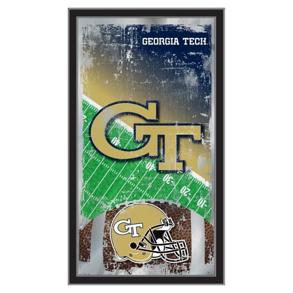 Georgia Tech 15" x 26" Football Wall Mirror - Black Wood Frame - Officially Licensed 