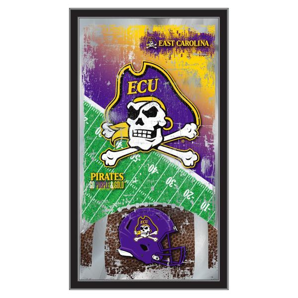 East Carolina University 15" x 26" Football Wall Mirror - Black Wood Frame - Officially Licensed 