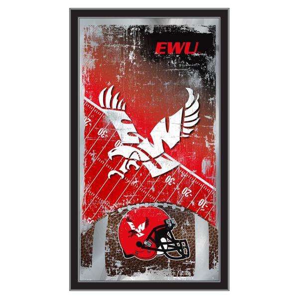 Eastern Washington University 15" x 26" Football Wall Mirror - Black Wood Frame - Officially Licensed 