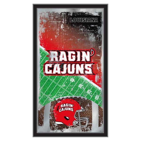 University of Louisiana at Lafayette 15" x 26" Football Wall Mirror - Black Wood Frame - Officially Licensed 