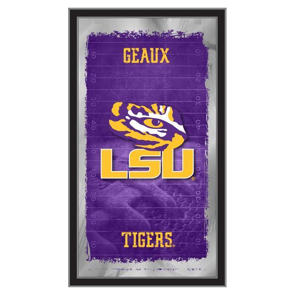 Louisiana State University 15" x 26" Football Wall Mirror - Black Wood Frame - Officially Licensed 