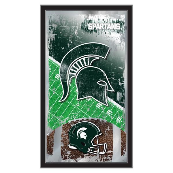 Michigan State University 15" x 26" Football Wall Mirror - Black Wood Frame - Officially Licensed 