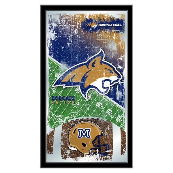 Montana State University 15" x 26" Football Wall Mirror - Black Wood Frame - Officially Licensed 