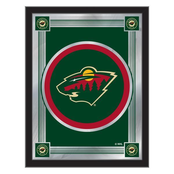 Minnesota Wild 17" x 22" Logo Wall Mirror - Black Wood Frame - Vibrant Full Color Artwork - Style A 