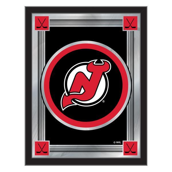 New Jersey Devils 17" x 22" Logo Wall Mirror - Black Wood Frame - Vibrant Full Color Artwork - Style A 