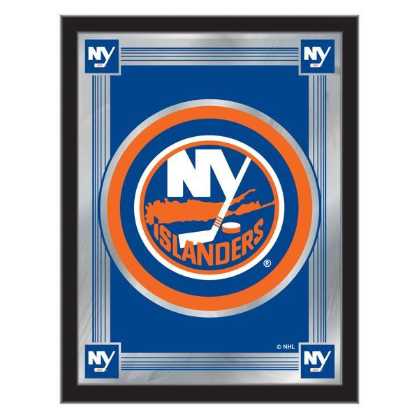 New York Islanders 17" x 22" Logo Wall Mirror - Black Wood Frame - Vibrant Full Color Artwork - Style A 
