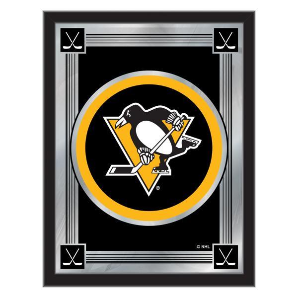 Pittsburgh Penguins 17" x 22" Logo Wall Mirror - Black Wood Frame - Vibrant Full Color Artwork - Style A 
