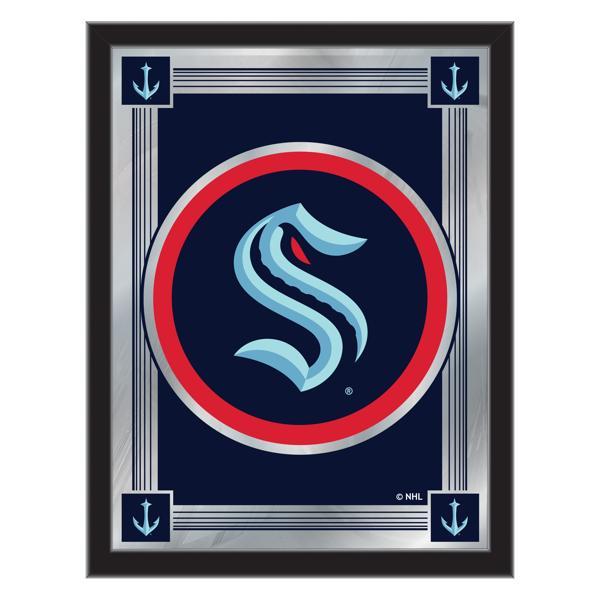 Seattle Kraken 17" x 22" Logo Wall Mirror - Black Wood Frame - Vibrant Full Color Artwork - Style A 