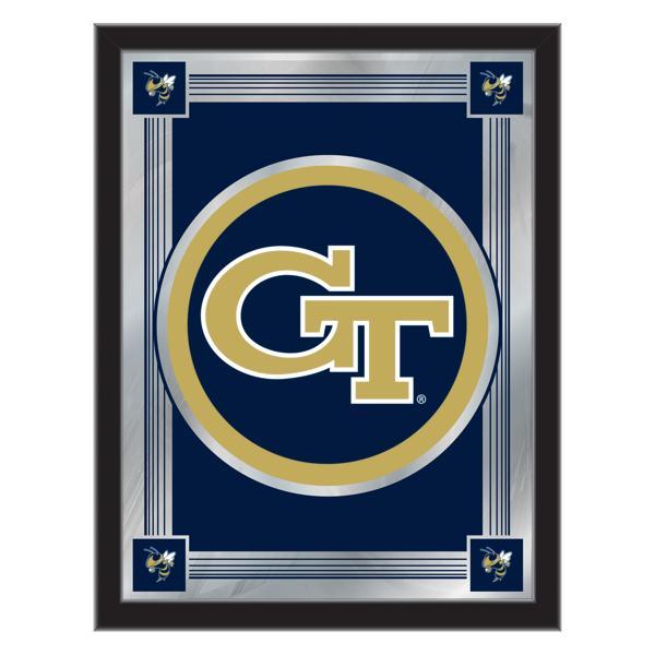 Georgia Tech 17" x 22" Logo Wall Mirror - Black Wood Frame - Vibrant Full Color Artwork - Style A 