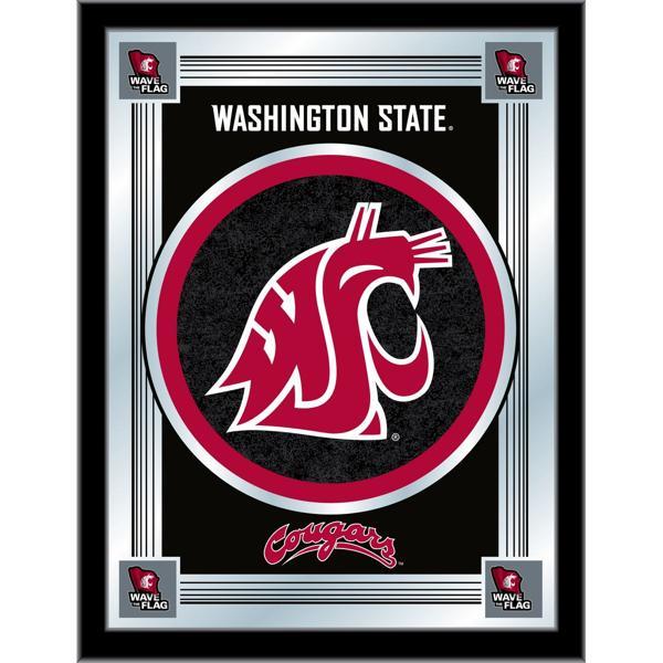 Washington State University 17" x 22" Logo Wall Mirror - Black Wood Frame - Vibrant Full Color Artwork - Style A 