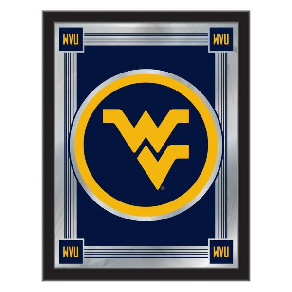 West Virginia University 17" x 22" Logo Wall Mirror - Black Wood Frame - Vibrant Full Color Artwork - Style A 