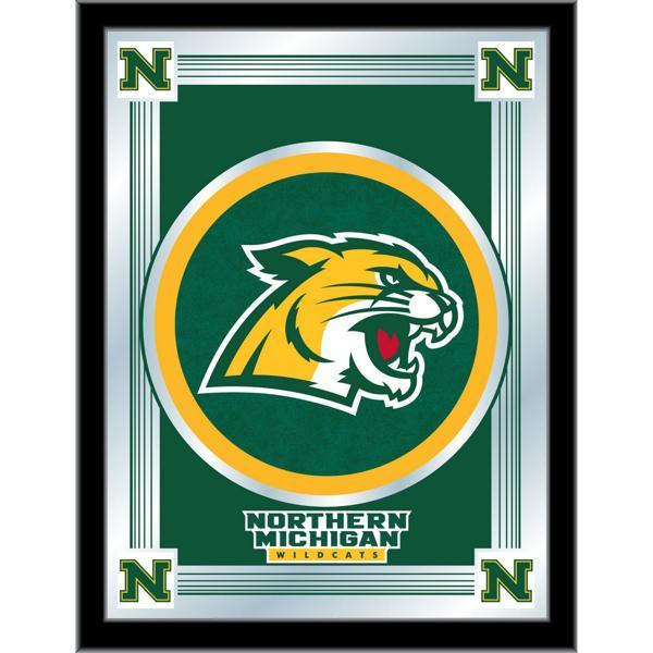 Northern Michigan University 17" x 22" Logo Wall Mirror - Black Wood Frame - Vibrant Full Color Artwork - Style A 