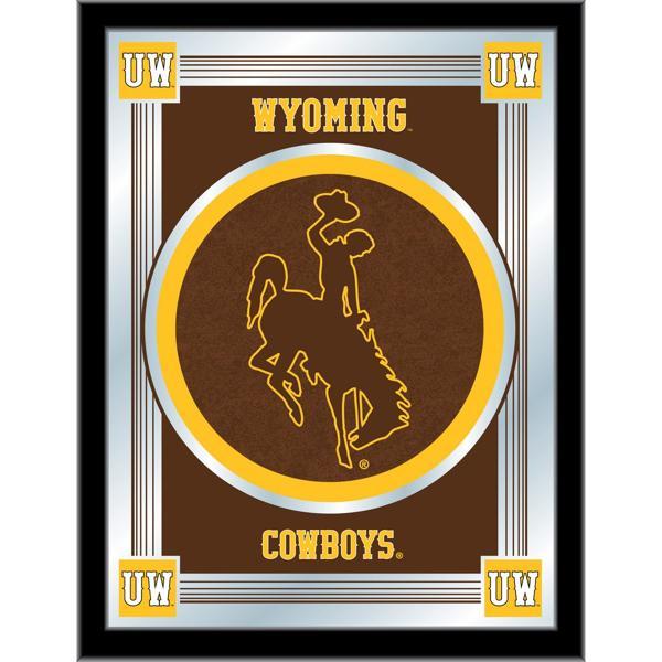 University of Wyoming 17" x 22" Logo Wall Mirror - Black Wood Frame - Vibrant Full Color Artwork - Style A 