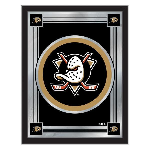 Anaheim Ducks 17" x 22" Logo Wall Mirror - Black Wood Frame - Vibrant Full Color Artwork - Style A 