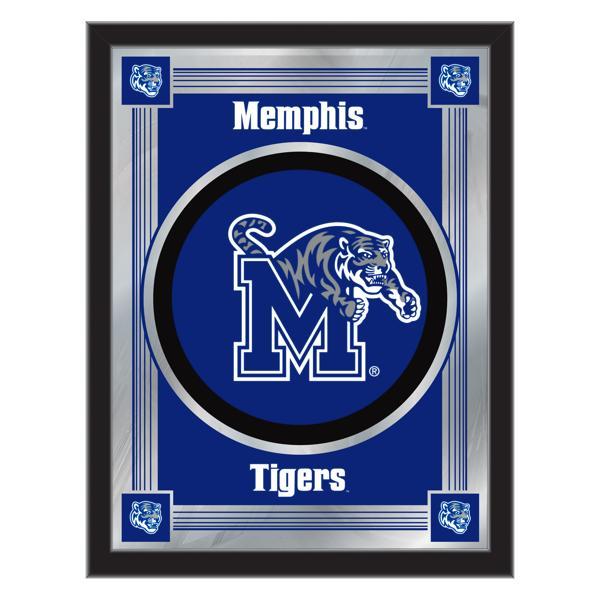 University of Memphis 17" x 22" Logo Wall Mirror - Black Wood Frame - Vibrant Full Color Artwork - Style A 