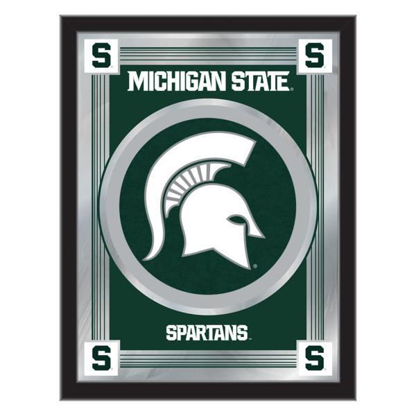Michigan State University 17" x 22" Logo Wall Mirror - Black Wood Frame - Vibrant Full Color Artwork - Style A 