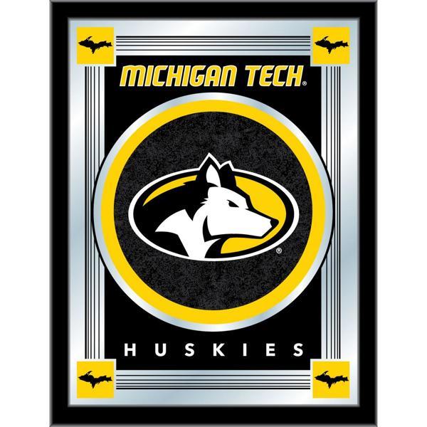Michigan Tech University 17" x 22" Logo Wall Mirror - Black Wood Frame - Vibrant Full Color Artwork - Style A 