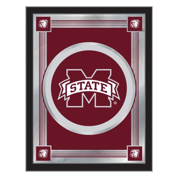 Mississippi State University 17" x 22" Logo Wall Mirror - Black Wood Frame - Vibrant Full Color Artwork - Style A 