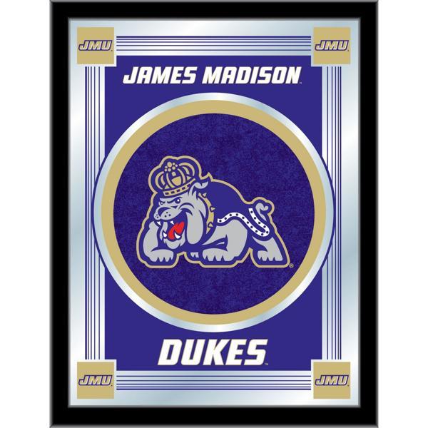 James Madison University 17" x 22" Logo Wall Mirror - Black Wood Frame - Vibrant Full Color Artwork - Style A 