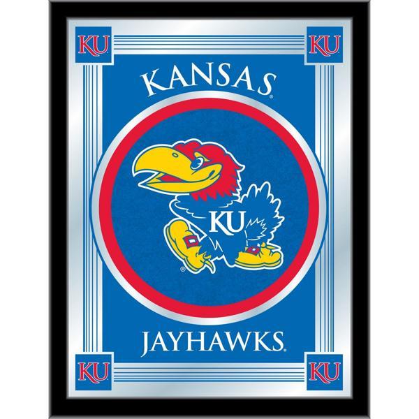 University of Kansas 17" x 22" Logo Wall Mirror - Black Wood Frame - Vibrant Full Color Artwork - Style A 