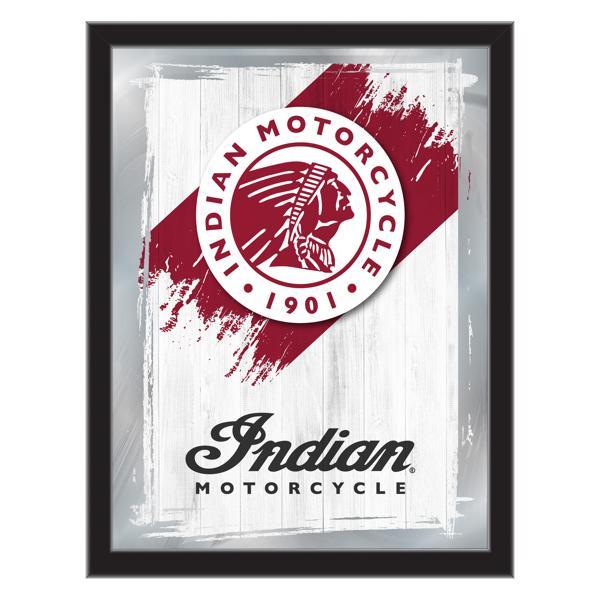 Indian Motorcycle 17" x 22" Logo 2 Wall Mirror - Black Wood Frame - Vibrant Full Color Artwork - Style B 