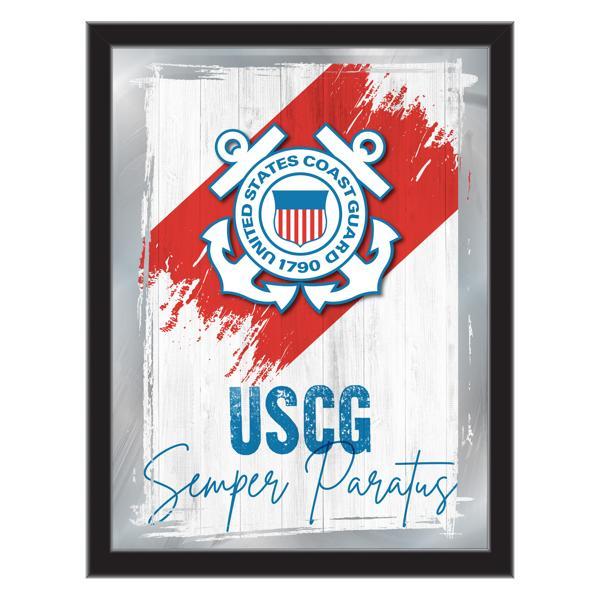 United States Coast Guard 17" x 22" Logo Wall Mirror - Black Wood Frame - Vibrant Full Color Artwork - Style B 