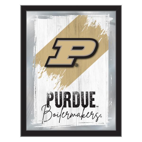Purdue 17" x 22" Logo Wall Mirror - Black Wood Frame - Vibrant Full Color Artwork - Style B 