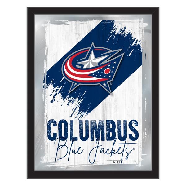 Columbus Blue Jackets 17" x 22" Logo Wall Mirror - Black Wood Frame - Vibrant Full Color Artwork - Style B 