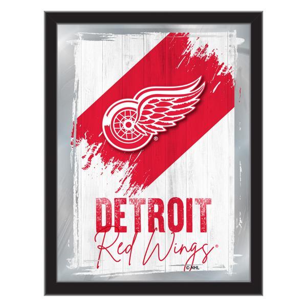 Detroit Red Wings 17" x 22" Logo Wall Mirror - Black Wood Frame - Vibrant Full Color Artwork - Style B 