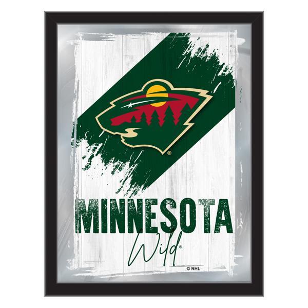 Minnesota Wild 17" x 22" Logo Wall Mirror - Black Wood Frame - Vibrant Full Color Artwork - Style B 