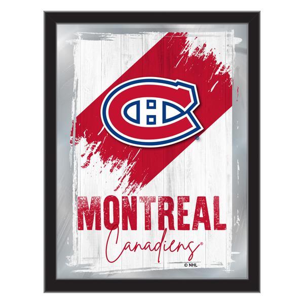 Montreal Canadiens 17" x 22" Logo Wall Mirror - Black Wood Frame - Vibrant Full Color Artwork - Style B 