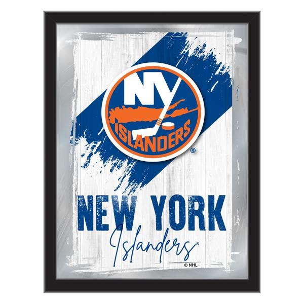 New York Islanders 17" x 22" Logo Wall Mirror - Black Wood Frame - Vibrant Full Color Artwork - Style B 
