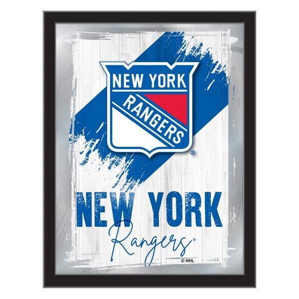 New York Rangers 17" x 22" Logo Wall Mirror - Black Wood Frame - Vibrant Full Color Artwork - Style B 