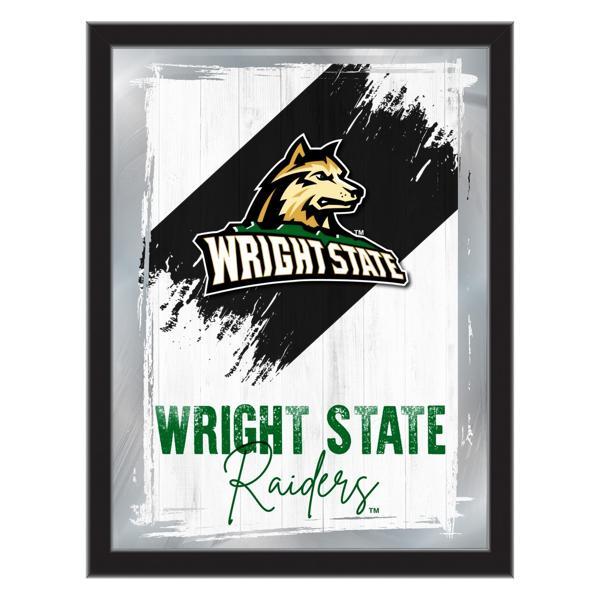Wright State University 17" x 22" Logo Wall Mirror - Black Wood Frame - Vibrant Full Color Artwork - Style B 