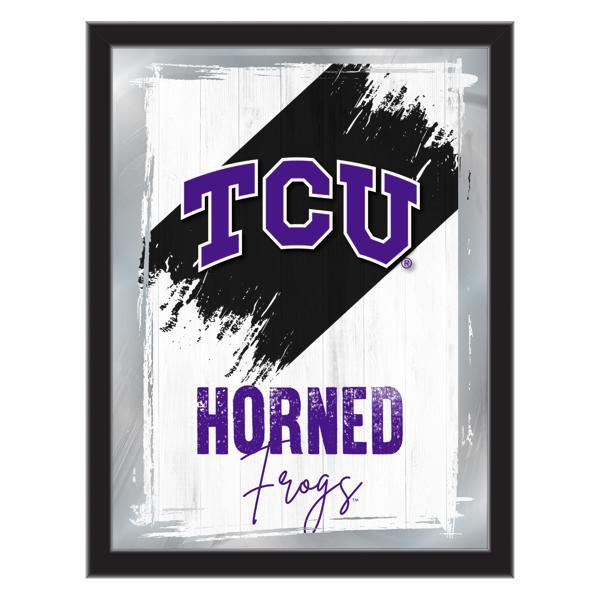 Texas Christian University 17" x 22" Logo Wall Mirror - Black Wood Frame - Vibrant Full Color Artwork - Style B 