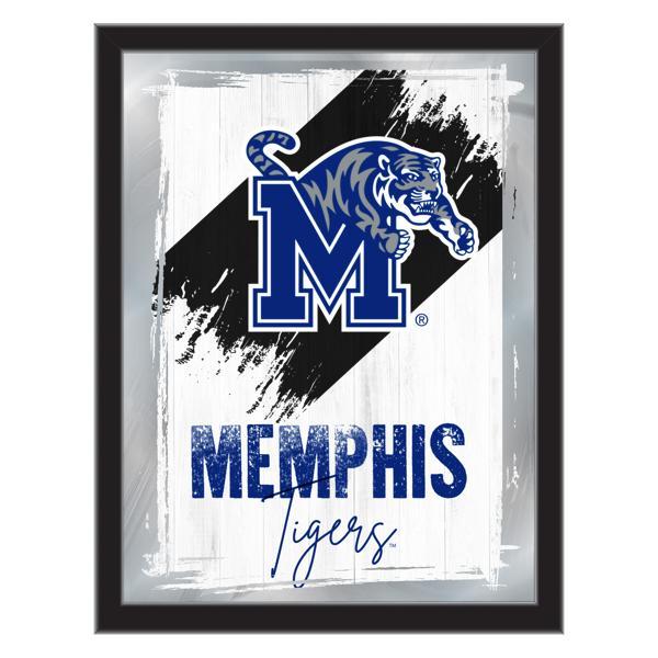 University of Memphis 17" x 22" Logo Wall Mirror - Black Wood Frame - Vibrant Full Color Artwork - Style B 