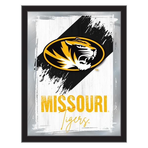 University of Missouri 17" x 22" Logo Wall Mirror - Black Wood Frame - Vibrant Full Color Artwork - Style B 