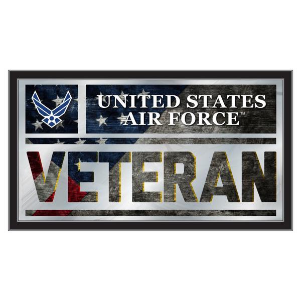 United States Air Force Military Veteran 26" x 15" Wall Mirror - Black Wood Frame - Full Color Artwork 