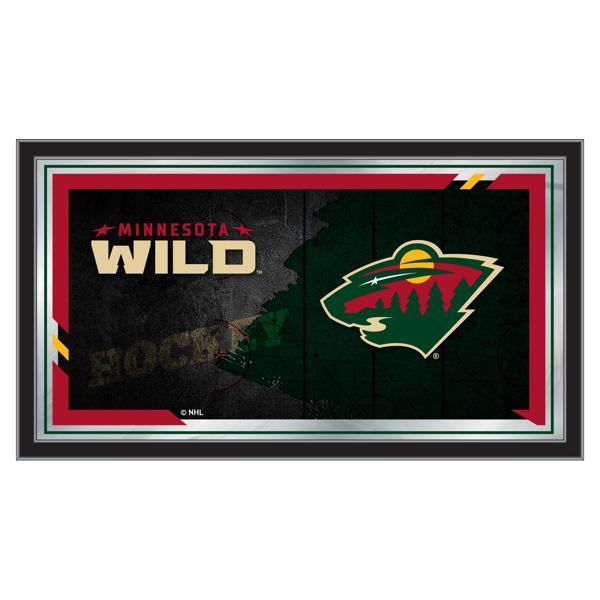 Minnesota Wild Hockey Collector 15" x 26" Mirror - Black Wrapped Wood Frame - Made in the USA 