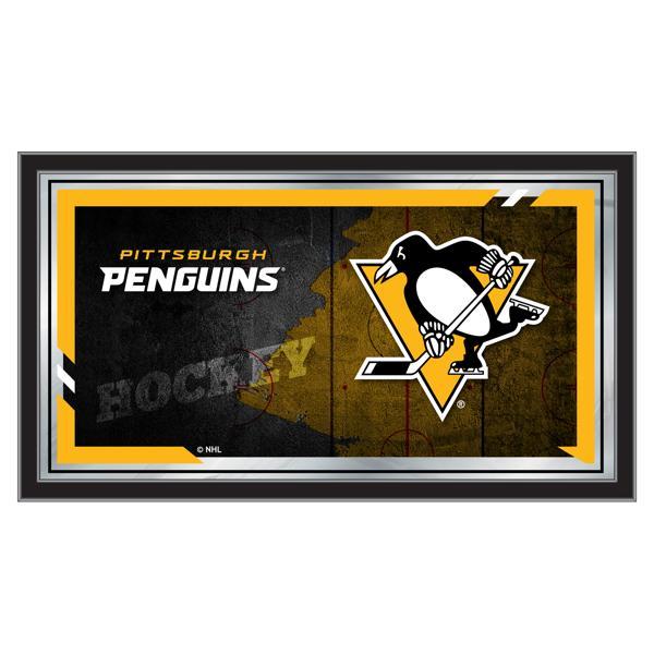 Pittsburgh Penguins Hockey Collector 15" x 26" Mirror - Black Wrapped Wood Frame - Made in the USA 