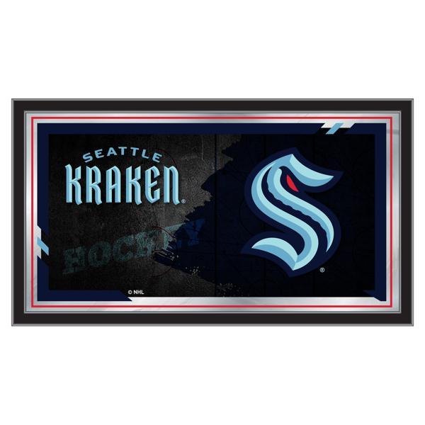 Seattle Kraken Hockey Collector 15" x 26" Mirror - Black Wrapped Wood Frame - Made in the USA 