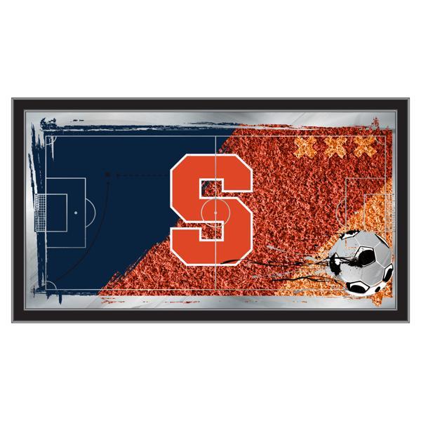Syarcuse Soccer Wall Mirror - 26"W x 15"H - Black Frame - Officially Licensed 