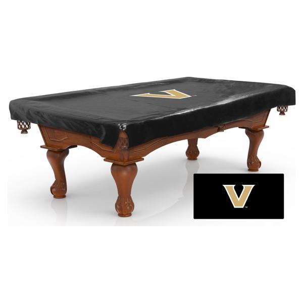 Vanderbilt University Logo Pool Table Cover - Black - Commercial Grade Marine Vinyl 
