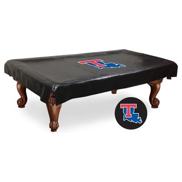 Louisiana Tech University Logo Pool Table Cover - Black - Commercial Grade Marine Vinyl 