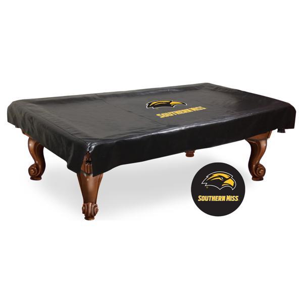 University of Southern Mississippi Logo Pool Table Cover - Black - Commercial Grade Marine Vinyl 