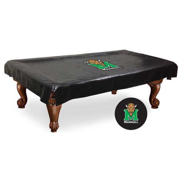 Marshall University Logo Pool Table Cover - Black - Commercial Grade Marine Vinyl 